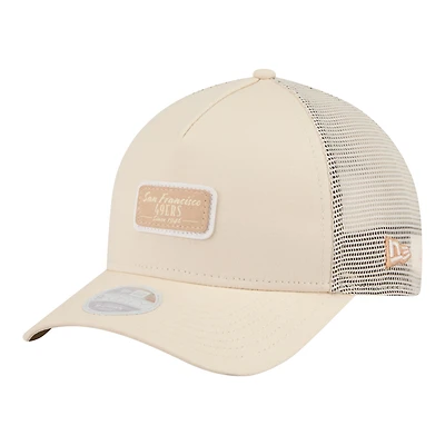 Women's New Era  Cream San Francisco 49ers Tonal Patch M-Crown A-Frame 9FORTY Trucker Adjustable Hat