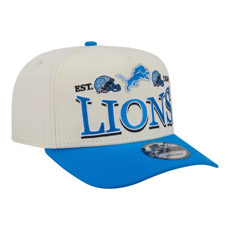 Men's New Era Cream/Blue Detroit Lions A-Frame 9FIFTY Snapback Hat