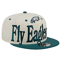 Men's New Era Cream Philadelphia Eagles Oversized Slogan 9FIFTY Snapback Hat