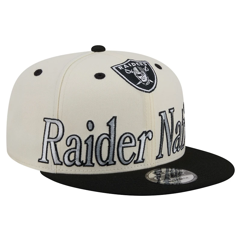 Men's New Era Cream Las Vegas Raiders Oversized Slogan 9FIFTY Snapback Hat