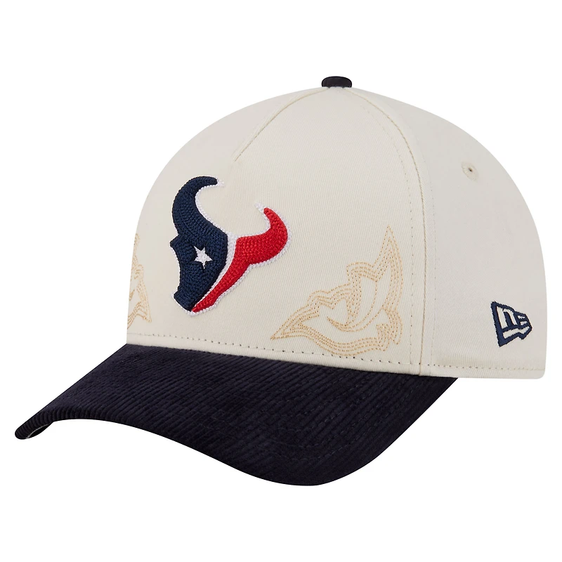 Men's New Era Cream/Navy Houston Texans Western 9FORTY A-Frame Adjustable Hat