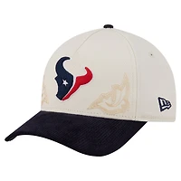 Men's New Era  Cream/Navy Houston Texans Western 9FORTY A-Frame Adjustable Hat