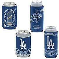 WinCraft Los Angeles Dodgers Back-To-Back World Series Champions Four-Pack 12oz. Can & Slim Can Cooler Set
