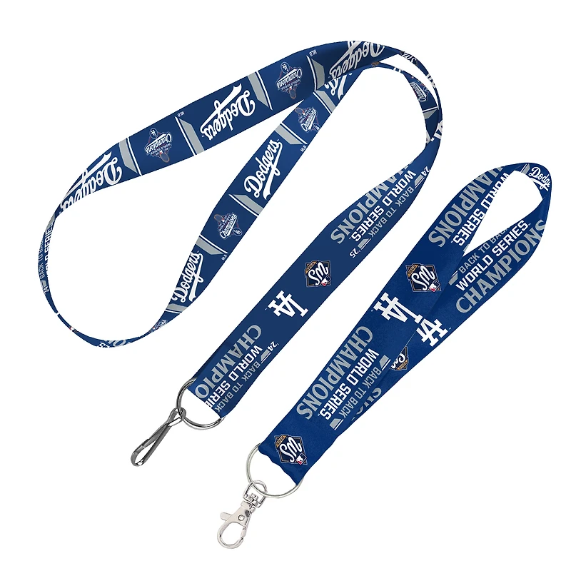 WinCraft Los Angeles Dodgers Back-To-Back World Series Champions Lanyard & Key Strap Pack