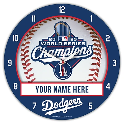 WinCraft Los Angeles Dodgers 2025 World Series Champions Personalized 14" Plaque Style Wall Clock