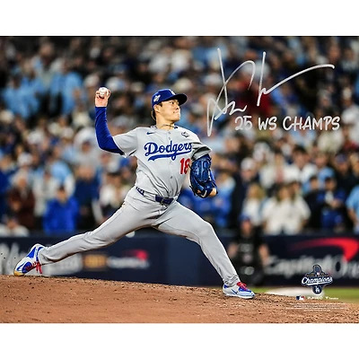 Yoshinobu Yamamoto Los Angeles Dodgers Autographed 2025 World Series Champions 16" x 20" Photograph with "25 WS Champs" Inscription