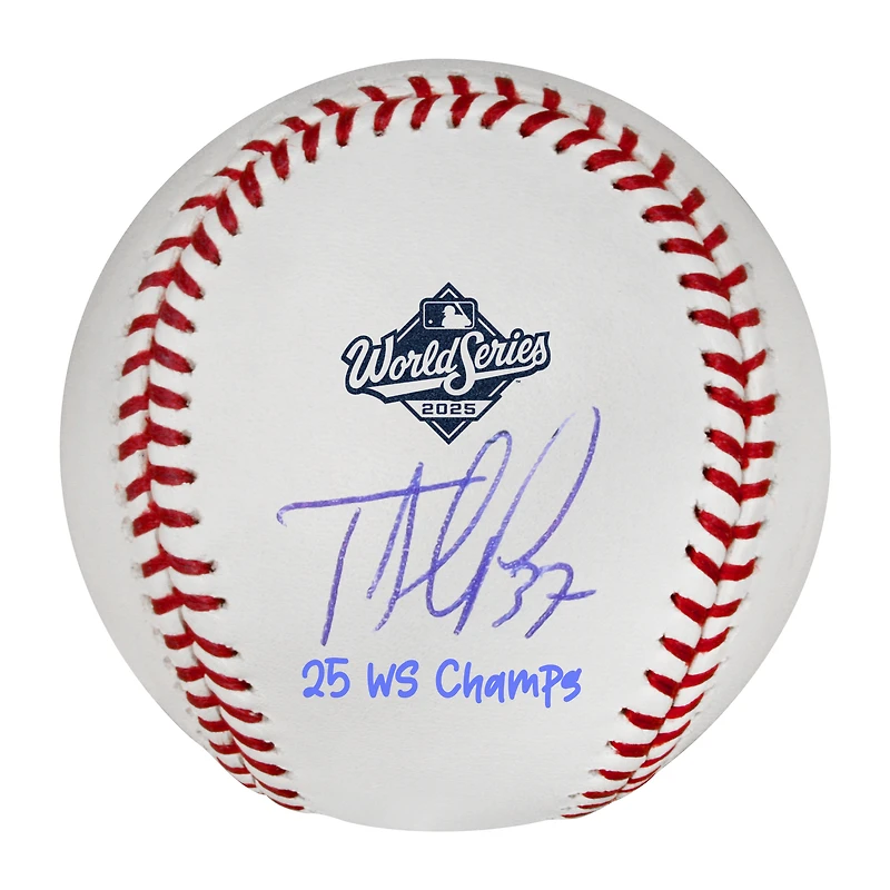 Teoscar Hernández Los Angeles Dodgers Autographed 2025 World Series Logo Baseball with "25 WS Champs" Inscription