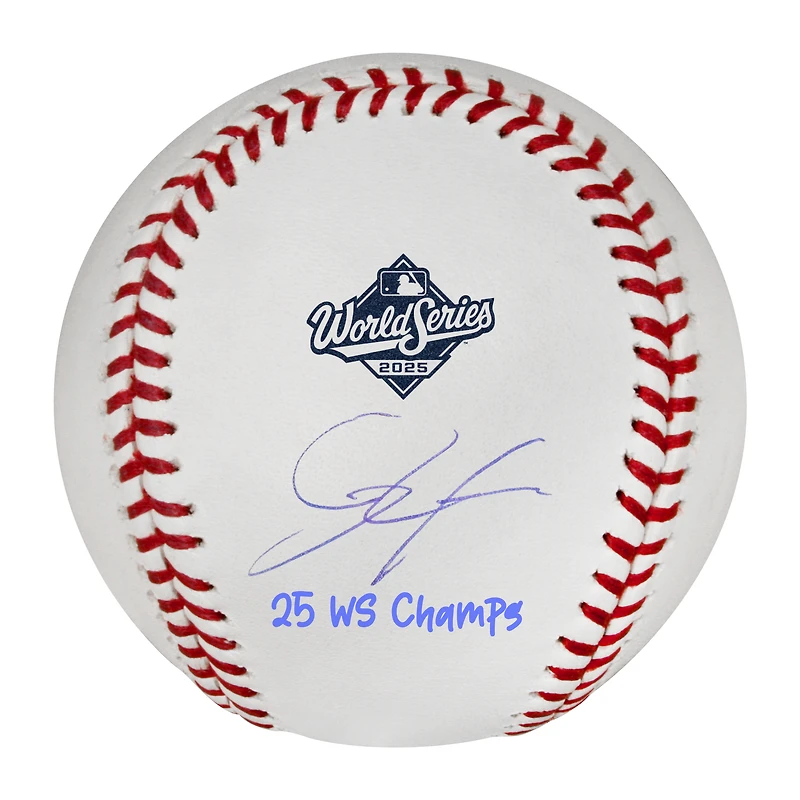 Roki Sasaki Los Angeles Dodgers Autographed 2025 World Series Logo Baseball with "25 WS Champs" Inscription