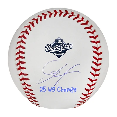 Roki Sasaki Los Angeles Dodgers Autographed  2025 World Series Logo Baseball with "25 WS Champs" Inscription