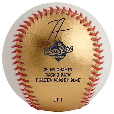 One of One: Freddie Freeman Los Angeles Dodgers Autographed Rawlings 2025 MLB World Series Champions Baseball with Multiple Inscriptions