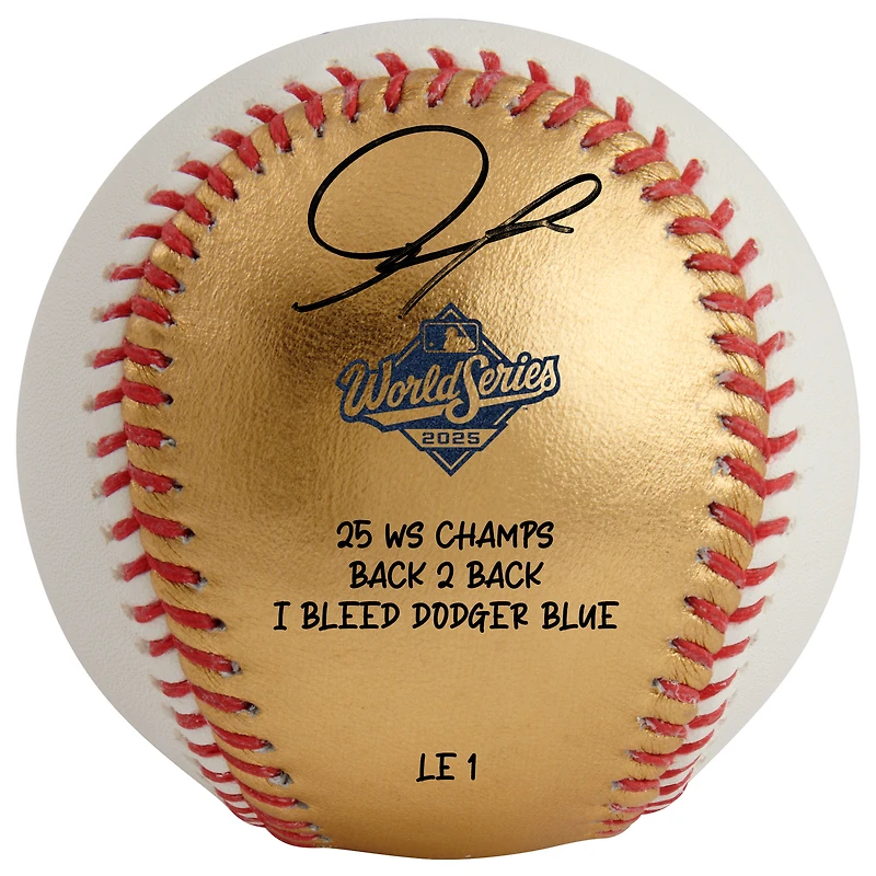 One of One: Roki Sasaki Los Angeles Dodgers Autographed Rawlings 2025 MLB World Series Champions Baseball with Multiple Inscriptions