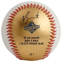 One of One: Will Smith Los Angeles Dodgers Autographed Rawlings 2025 MLB World Series Champions Baseball with Multiple Inscriptions
