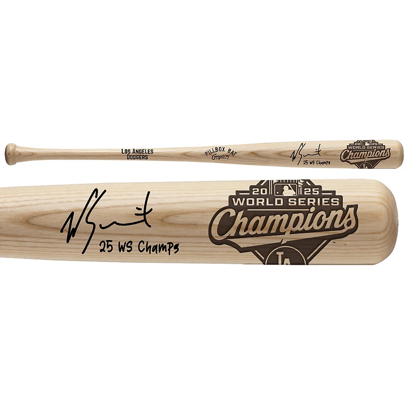Will Smith Los Angeles Dodgers Autographed 2025 World Series Champions Pillbox Bat Company Bat with "25 WS Champs" Inscription