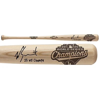Will Smith Los Angeles Dodgers Autographed 2025 World Series Champions Pillbox Bat Company Bat with "25 WS Champs" Inscription