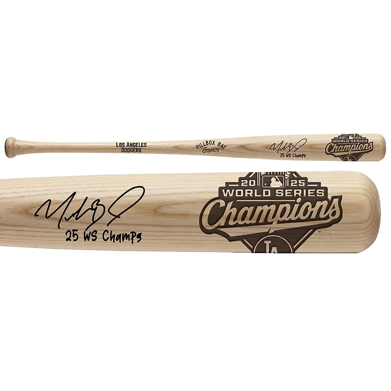 Mookie Betts Los Angeles Dodgers Autographed 2025 World Series Champions Pillbox Bat Company Bat with "25 WS Champs" Inscription