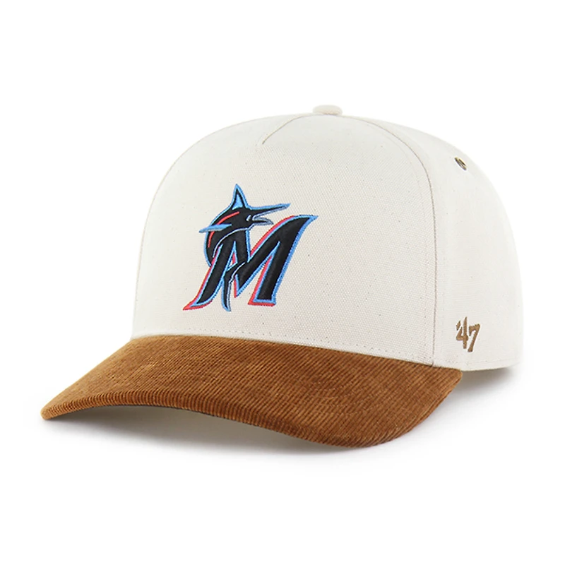 Men's Carhartt x '47 Natural/Suede Miami Marlins Undyed Relaxed Hitch Adjustable Hat