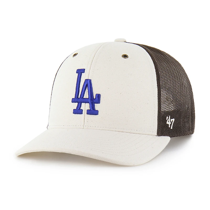 Men's Carhartt x '47 Natural/Brown Los Angeles Dodgers Undyed Trucker Adjustable Hat