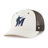 Men's Carhartt x '47 Natural/Brown Miami Marlins Undyed Trucker Adjustable Hat