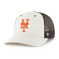 Men's Carhartt x '47 Natural/Brown New York Mets Undyed Trucker Adjustable Hat