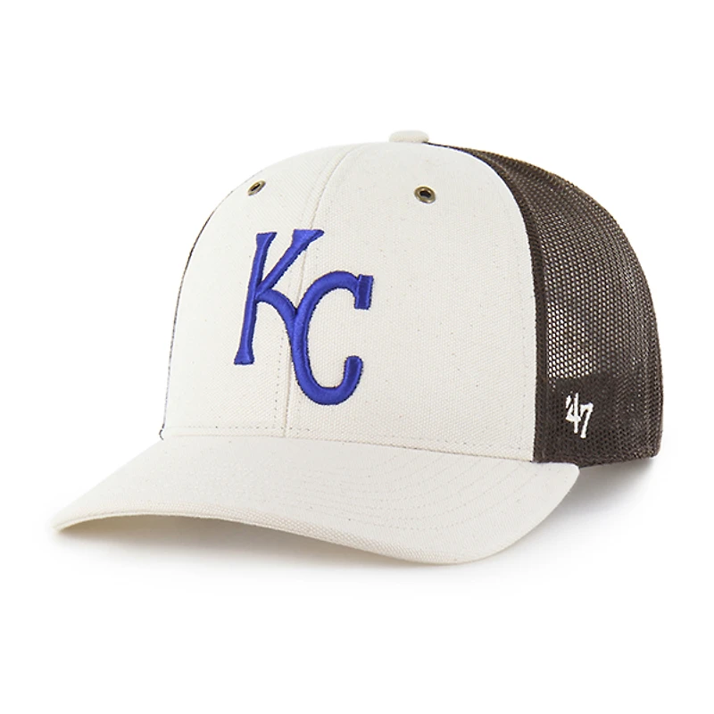 Men's Carhartt x '47 Natural/Brown Kansas City Royals Undyed Trucker Adjustable Hat