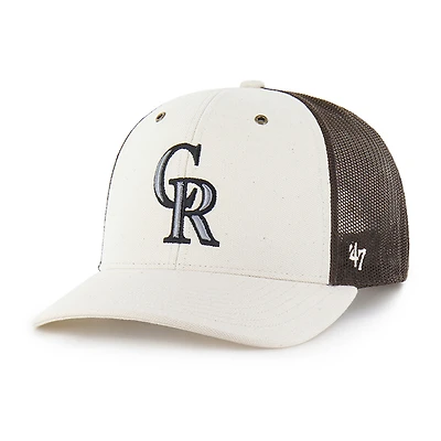 Men's Carhartt x '47 Natural/Brown Colorado Rockies Undyed Trucker Adjustable Hat