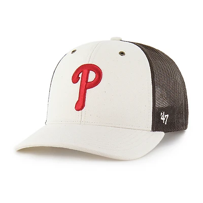 Men's Carhartt x '47 Natural/Brown Philadelphia Phillies Undyed Trucker Adjustable Hat