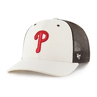 Men's Carhartt x '47 Natural/Brown Philadelphia Phillies Undyed Trucker Adjustable Hat
