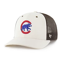 Men's Carhartt x '47 Natural/Brown Chicago Cubs Undyed Trucker Adjustable Hat