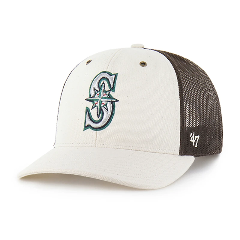 Men's Carhartt x '47 Natural/Brown Seattle Mariners Undyed Trucker Adjustable Hat