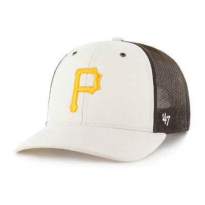Men's Carhartt x '47 Natural/Brown Pittsburgh Pirates Undyed Trucker Adjustable Hat