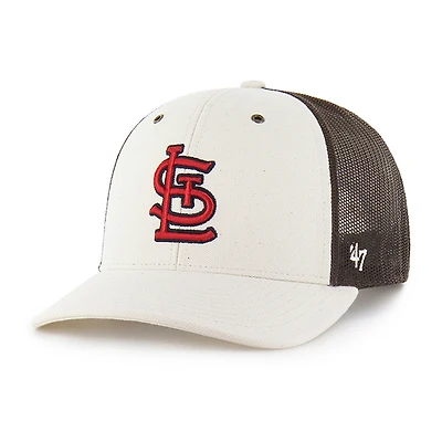 Men's Carhartt x '47 Natural/Brown St. Louis Cardinals Undyed Trucker Adjustable Hat
