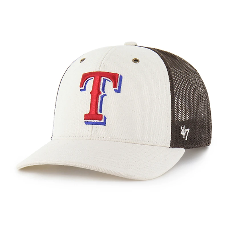 Men's Carhartt x '47 Natural/Brown Texas Rangers Undyed Trucker Adjustable Hat