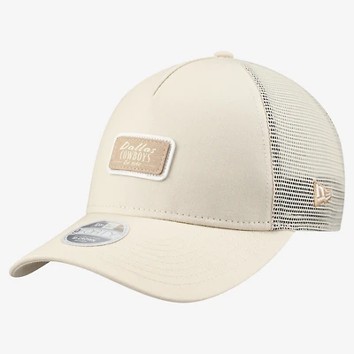 Women's New Era  Cream Dallas Cowboys Tonal Patch M-Crown A-Frame 9FORTY Trucker Adjustable Hat