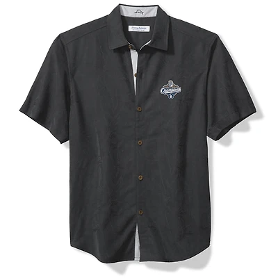 Men's Tommy Bahama  Black Los Angeles Dodgers 2025 World Series Champions Coconut Point Palm Camp Button-Up Shirt