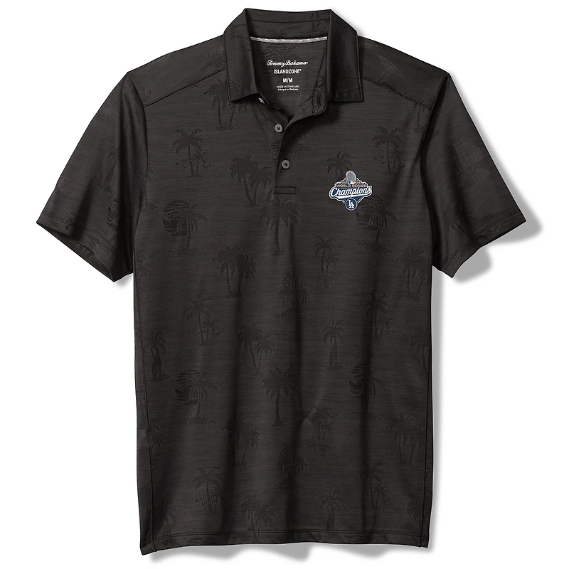 Men's Tommy Bahama Black Los Angeles Dodgers 2025 World Series Champions Sport Palm Coast Palmera IslandZone Polo