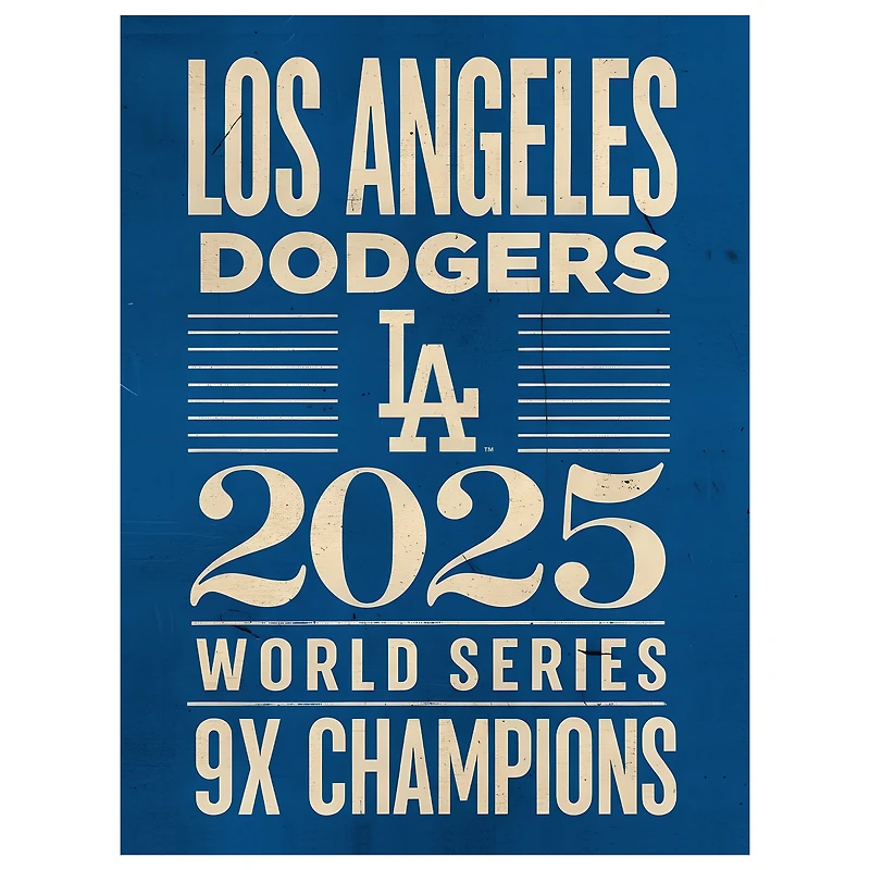 Los Angeles Dodgers 2025 World Series Champions 12" x 16" Rustic Framed Print