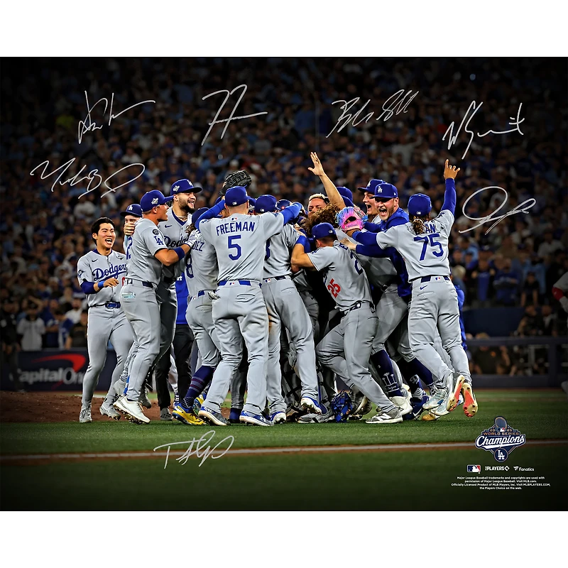 Los Angeles Dodgers Autographed 2025 World Series Champions 16" x 20" Celebration Photograph with 7 Signatures - Limited Edition of 50