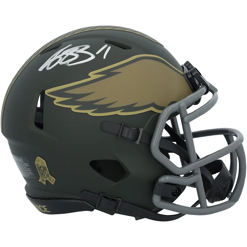 A.J. Brown Philadelphia Eagles Autographed Riddell 2025 Salute To Service Speed Mini Helmet