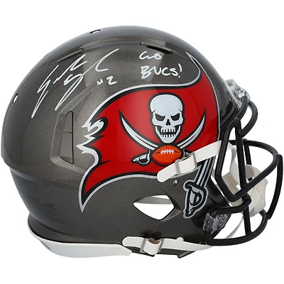 Emeka Egbuka Tampa Bay Buccaneers Autographed Riddell Speed Authentic Helmet with "Go Bucs!" Inscription