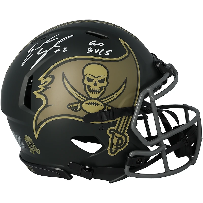 Emeka Egbuka Tampa Bay Buccaneers Autographed Riddell 2025 Salute To Service Speed Authentic Helmet with "Go Bucs" Inscription