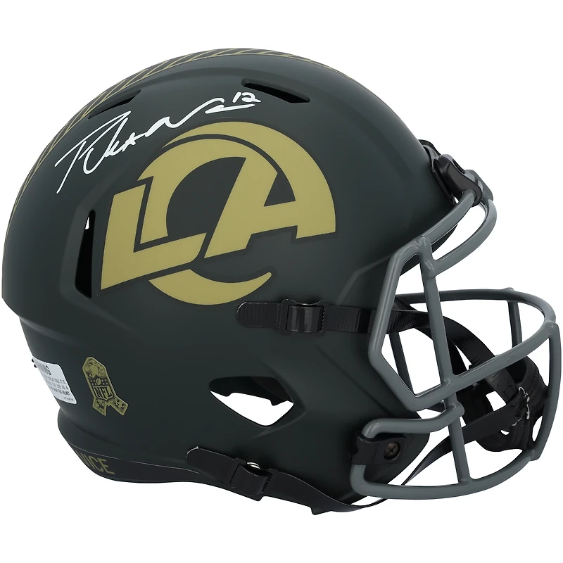Puka Nacua Los Angeles Rams Autographed Riddell 2025 Salute To Service Speed Replica Helmet