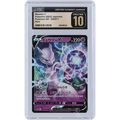 Mewtwo V 2022 Pokemon Japanese Pokemon GO Holo #030 CGC Authenticated Pristine 10 Card