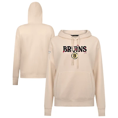 Women's Levelwear Khaki Boston Bruins Festive Holiday Adorn Hoodie