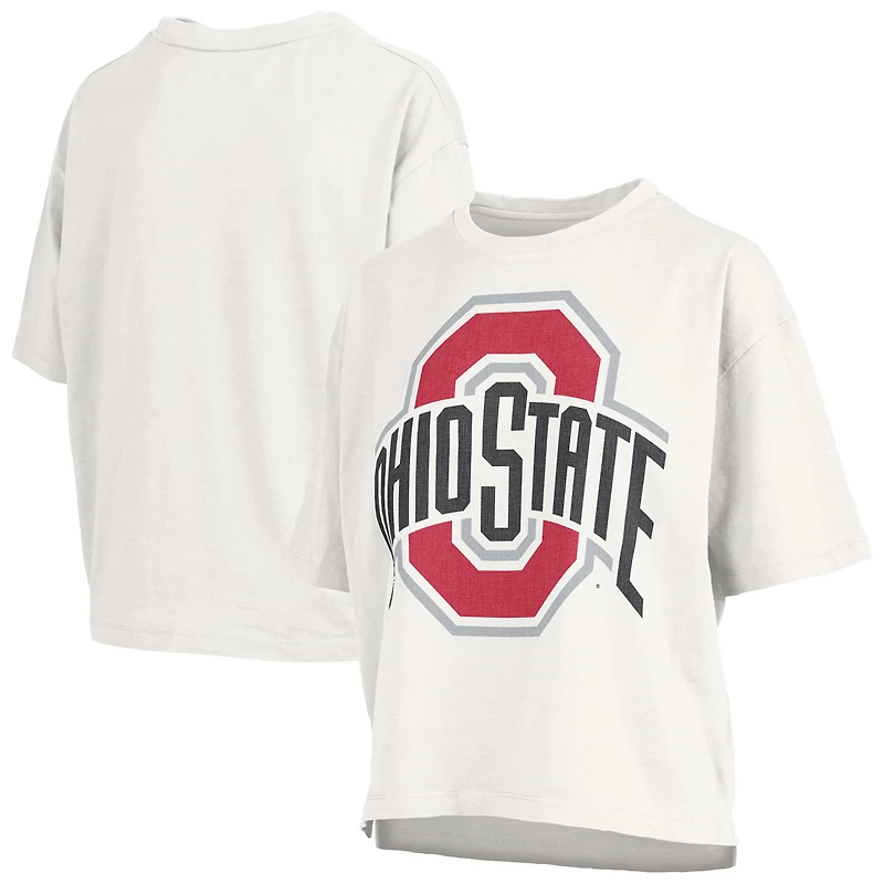 Women's Pressbox White Ohio State Buckeyes Big Canvas Puff Castillo Motley Slub T-Shirt