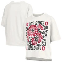 Women's Pressbox  White Ohio State Buckeyes Elena Oversized Slub T-Shirt