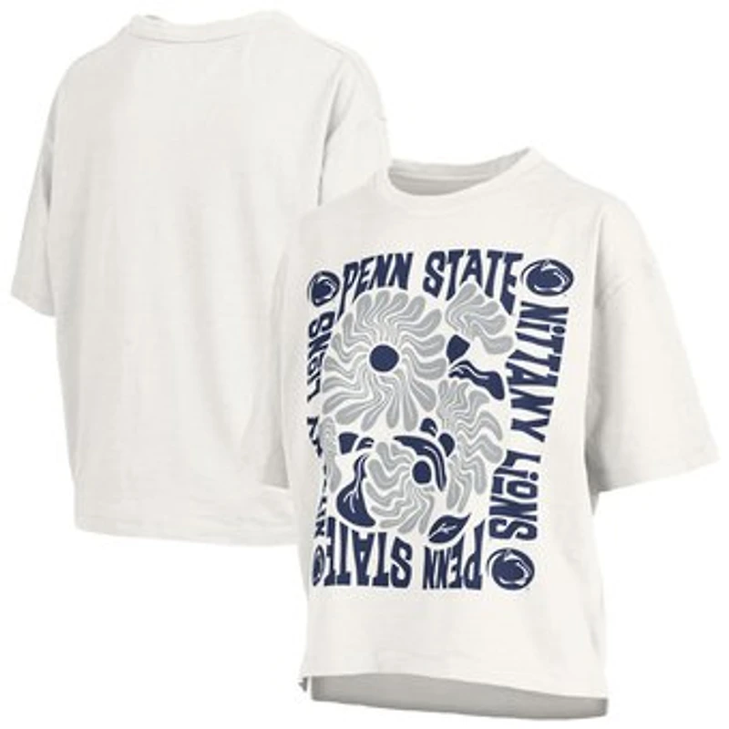 Women's Pressbox White Penn State Nittany Lions Elena Oversized Slub T-Shirt