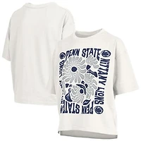 Women's Pressbox  White Penn State Nittany Lions Elena Oversized Slub T-Shirt
