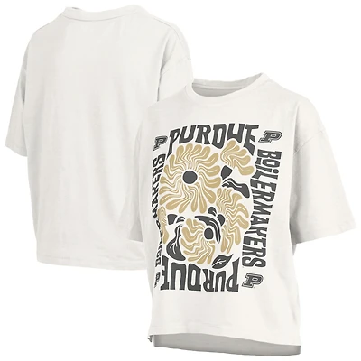 Women's Pressbox White Purdue Boilermakers Elena Oversized Slub T-Shirt