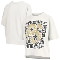 Women's Pressbox  White Purdue Boilermakers Elena Oversized Slub T-Shirt