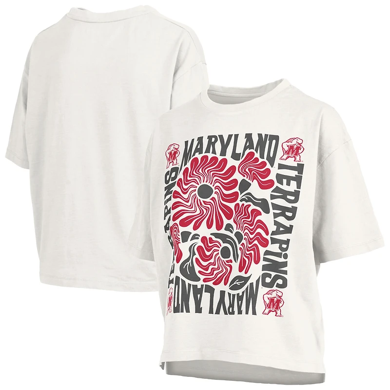 Women's Pressbox White Maryland Terrapins Elena Oversized Slub T-Shirt